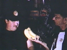 Setting the banana trap.